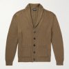 Shawl-Collar Ribbed Silk and Wool-Blend Cardigan Shawl-Collar Ribbed Silk and Wool-Blend Cardigan