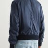 Leather-Trimmed Lyocell-Twill Bomber Jacket - BK Leather-Trimmed Lyocell-Twill Bomber Jacket - BK