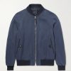 Leather-Trimmed Lyocell-Twill Bomber Jacket Leather-Trimmed Lyocell-Twill Bomber Jacket