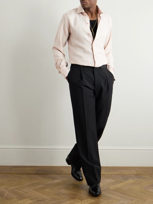 Slim-Fit Cutaway-Collar Twill Shirt - OU Slim-Fit Cutaway-Collar Twill Shirt - OU