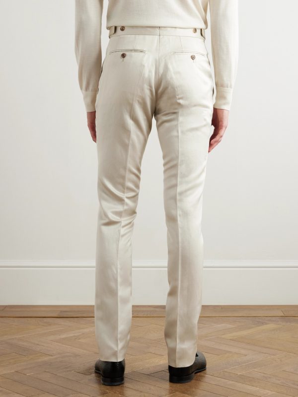 Dyllan Straight-Leg Silk and Linen-Blend Twill Suit Trousers - BK