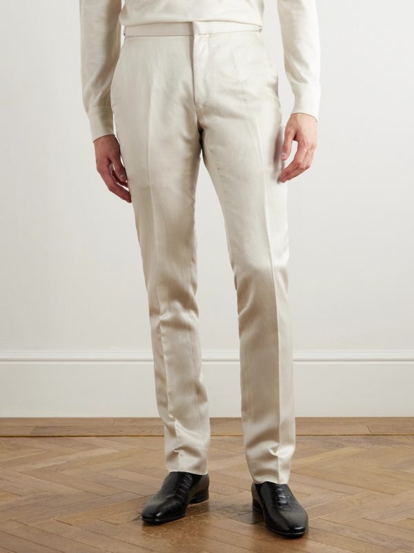 Dyllan Straight-Leg Silk and Linen-Blend Twill Suit Trousers - FR