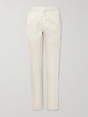 Dyllan Straight-Leg Silk and Linen-Blend Twill Suit Trousers
