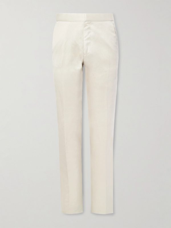Dyllan Straight-Leg Silk and Linen-Blend Twill Suit Trousers