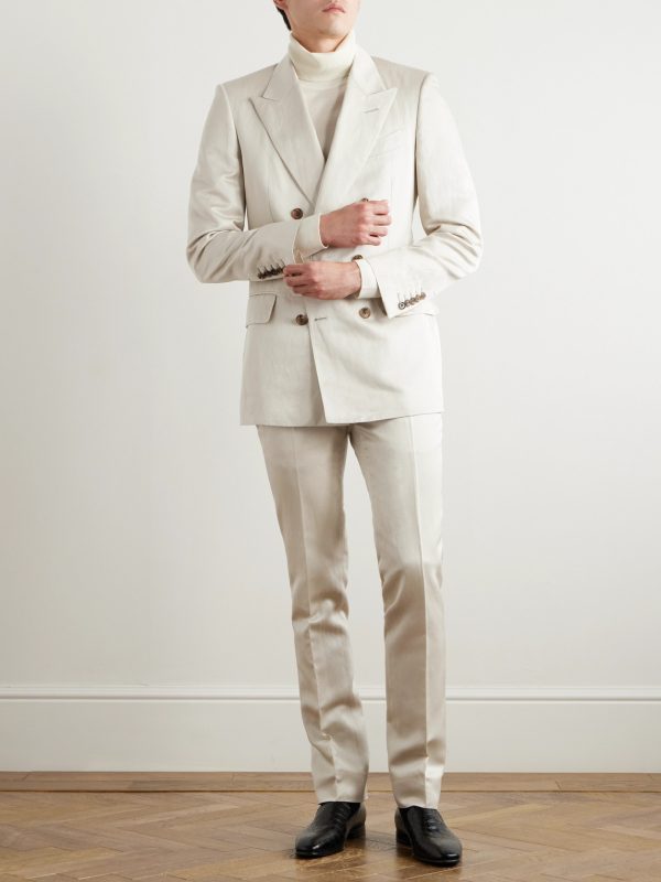 Dyllan Straight-Leg Silk and Linen-Blend Twill Suit Trousers - OU