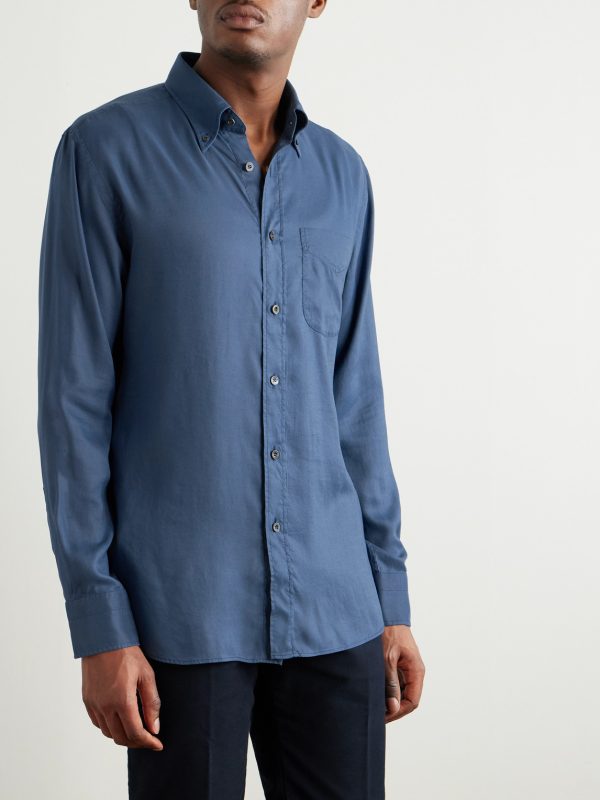 Button-Down Collar Garment-Dyed Lyocell Shirt - FR