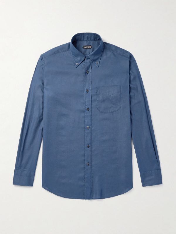 Button-Down Collar Garment-Dyed Lyocell Shirt
