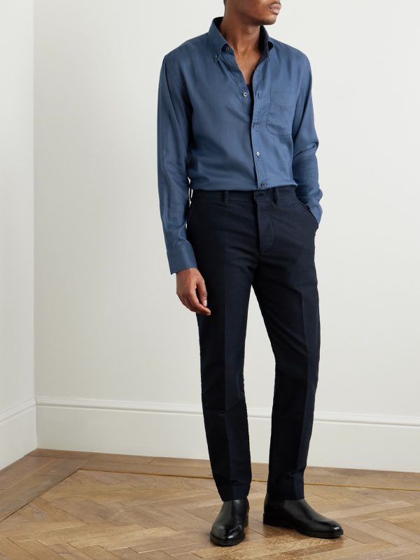 Button-Down Collar Garment-Dyed Lyocell Shirt - OU
