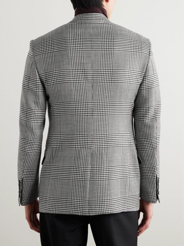 Dyllan Prince of Wales Checked Stretch Wool, Silk, Linen and Mohair-Blend Blazer - BK