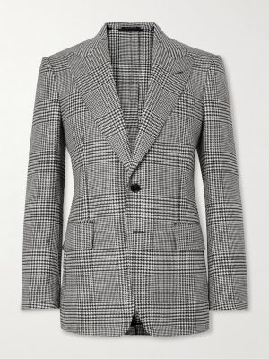 Dyllan Prince of Wales Checked Stretch Wool, Silk, Linen and Mohair-Blend Blazer Dyllan Prince of Wales Checked Stretch Wool, Silk, Linen and Mohair-Blend Blazer