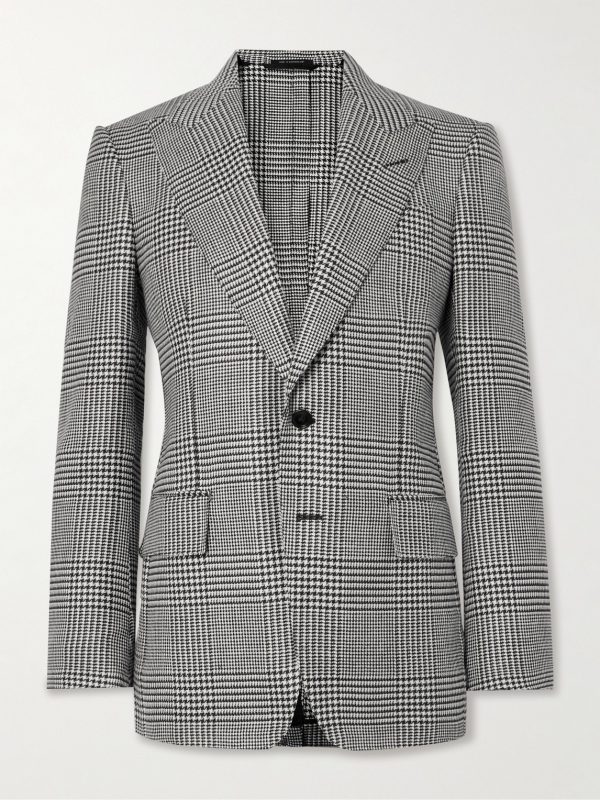 Dyllan Prince of Wales Checked Stretch Wool, Silk, Linen and Mohair-Blend Blazer