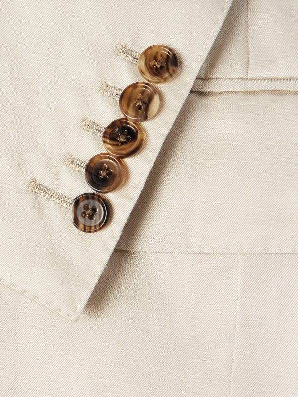Dyllan Double-Breasted Silk and Linen-Blend Twill Suit Jacket - CU