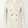 Dyllan Double-Breasted Silk and Linen-Blend Twill Suit Jacket