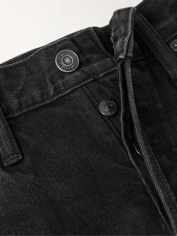 Slim-Fit Distressed Selvedge Jeans - E1