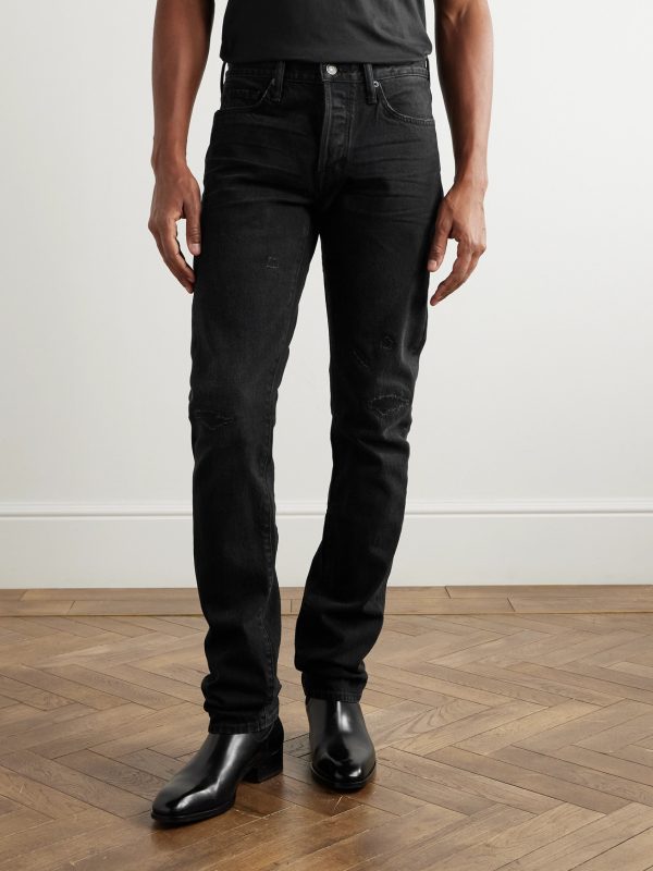 Slim-Fit Distressed Selvedge Jeans - FR