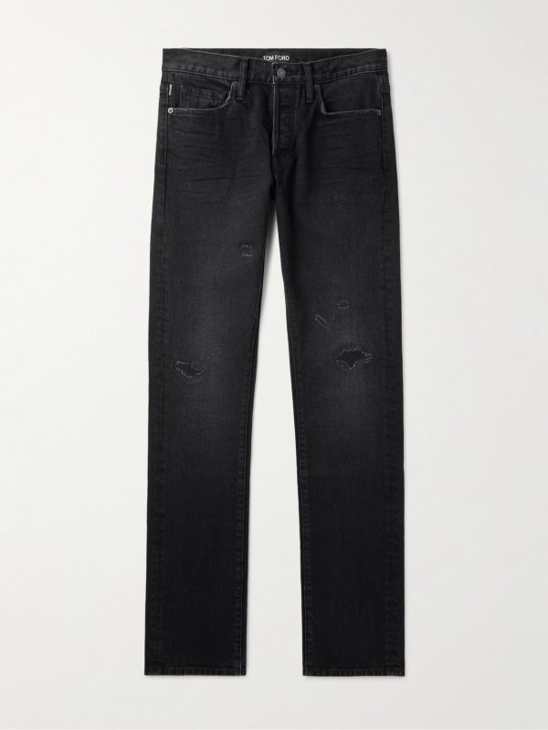 Slim-Fit Distressed Selvedge Jeans