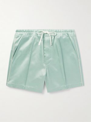 Straight-Leg Satin Drawstring Shorts