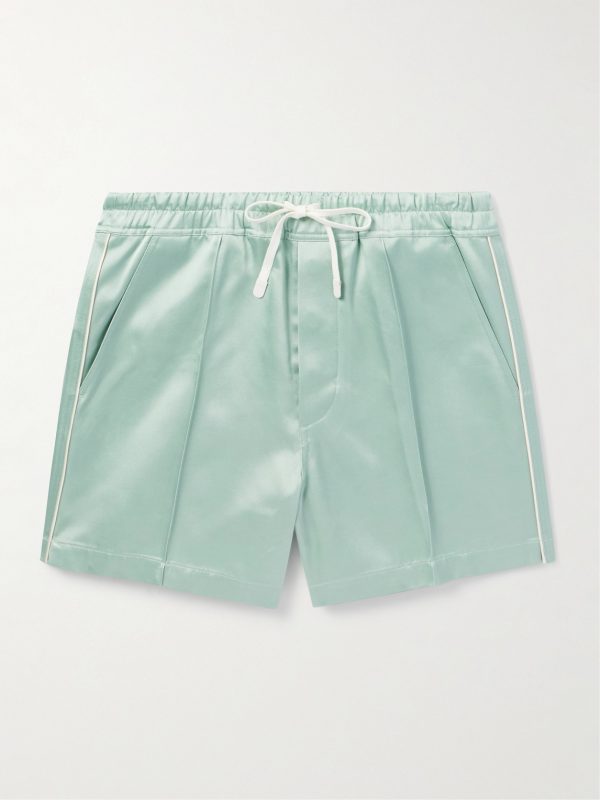 Straight-Leg Satin Drawstring Shorts