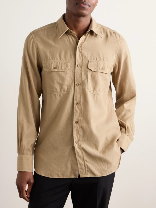 Slim-Fit Garment-Dyed Twill Shirt - FR