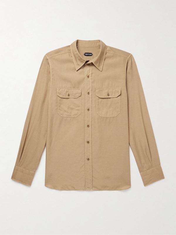 Slim-Fit Garment-Dyed Twill Shirt