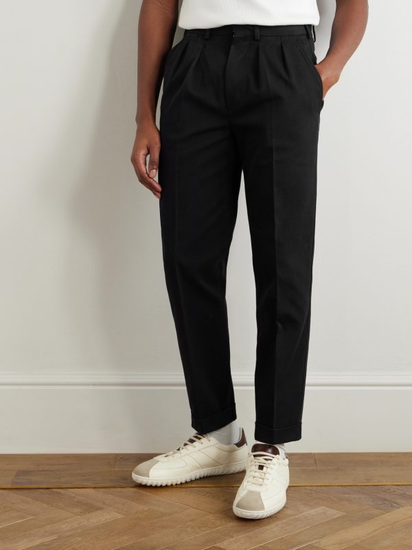 Straight-Leg Pleated Cotton-Gabardine Trousers - FR Straight-Leg Pleated Cotton-Gabardine Trousers - FR