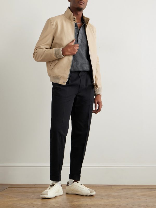 Straight-Leg Pleated Cotton-Gabardine Trousers - OU Straight-Leg Pleated Cotton-Gabardine Trousers - OU