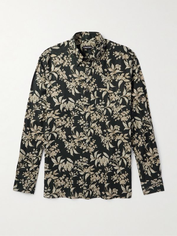 Keith Button-Down Collar Floral-Print Lyocell-Twill Shirt Keith Button-Down Collar Floral-Print Lyocell-Twill Shirt