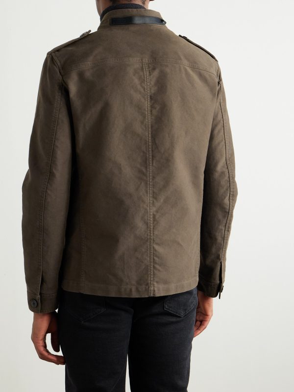 Leather-Trimmed Cotton Field Jacket - BK Leather-Trimmed Cotton Field Jacket - BK