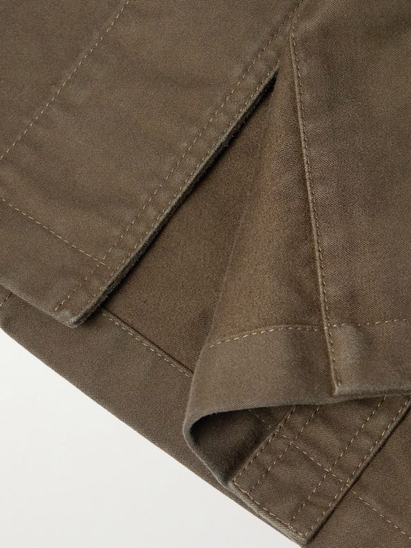 Leather-Trimmed Cotton Field Jacket - E1 Leather-Trimmed Cotton Field Jacket - E1