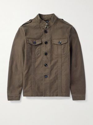 Leather-Trimmed Cotton Field Jacket Leather-Trimmed Cotton Field Jacket