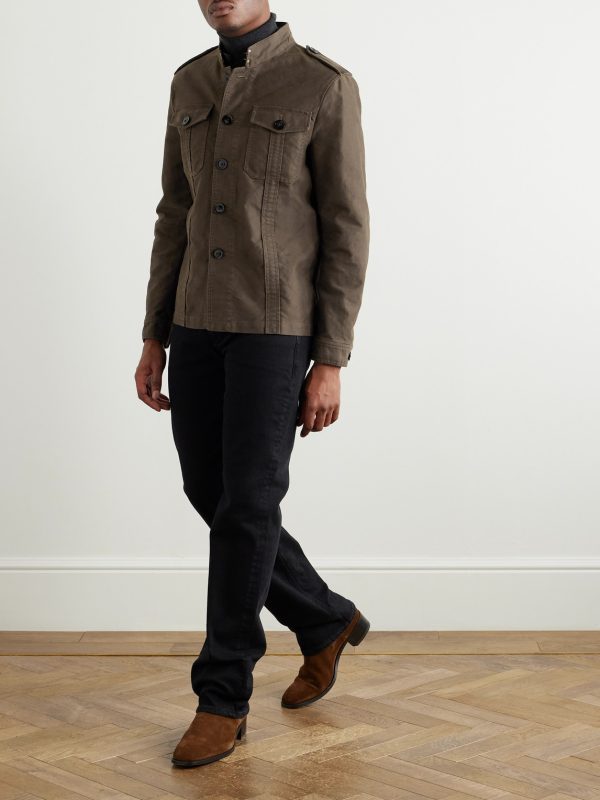 Leather-Trimmed Cotton Field Jacket - OU Leather-Trimmed Cotton Field Jacket - OU