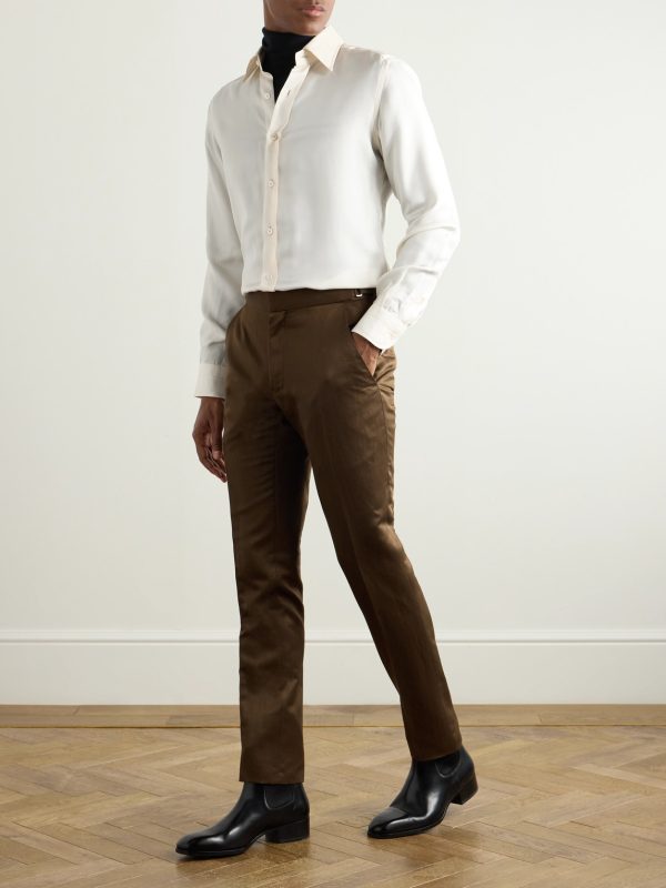 Dyllan Straight-Leg Silk and Linen-Blend Twill Suit Trousers - OU Dyllan Straight-Leg Silk and Linen-Blend Twill Suit Trousers - OU