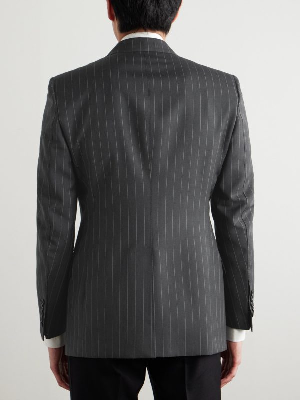 Slim-Fit Pinstriped Wool and Mohair-Blend Suit Jacket - BK Slim-Fit Pinstriped Wool and Mohair-Blend Suit Jacket - BK