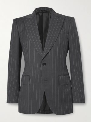 Slim-Fit Pinstriped Wool and Mohair-Blend Suit Jacket