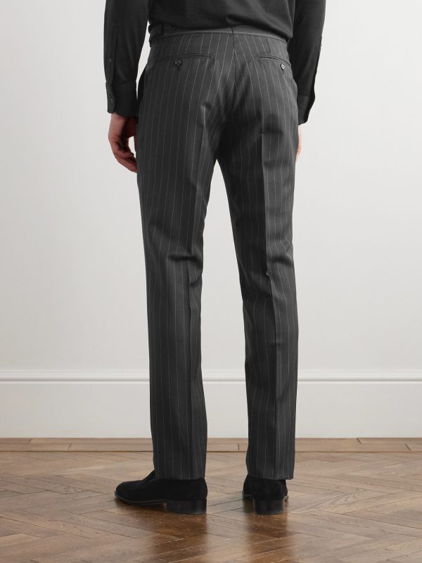Tapered Pinstriped Wool and Mohair-Blend Twill Suit Trousers - BK Tapered Pinstriped Wool and Mohair-Blend Twill Suit Trousers - BK