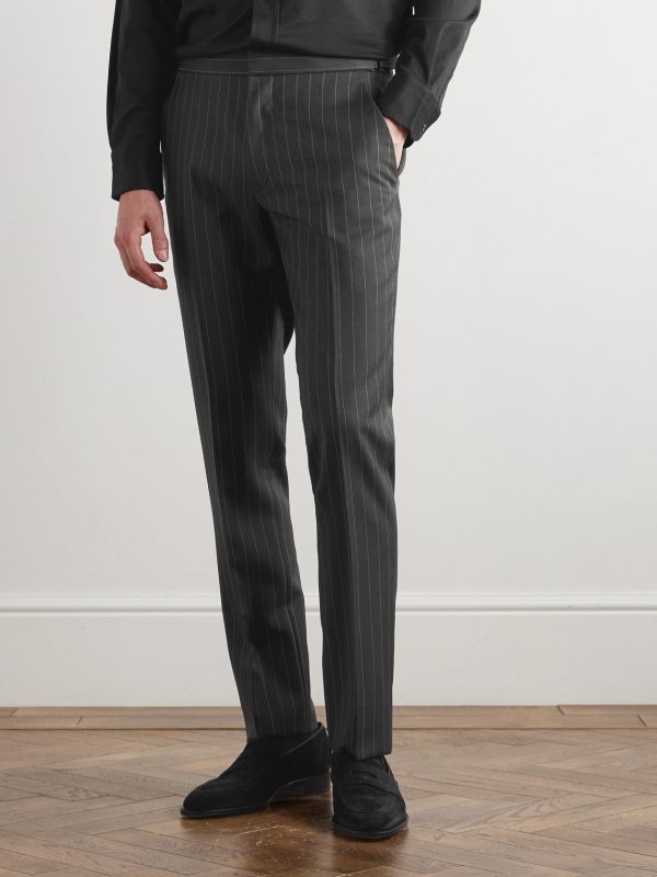 Tapered Pinstriped Wool and Mohair-Blend Twill Suit Trousers - FR Tapered Pinstriped Wool and Mohair-Blend Twill Suit Trousers - FR