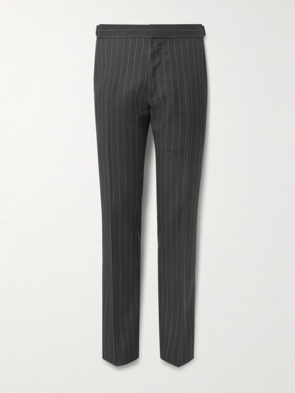Tapered Pinstriped Wool and Mohair-Blend Twill Suit Trousers Tapered Pinstriped Wool and Mohair-Blend Twill Suit Trousers