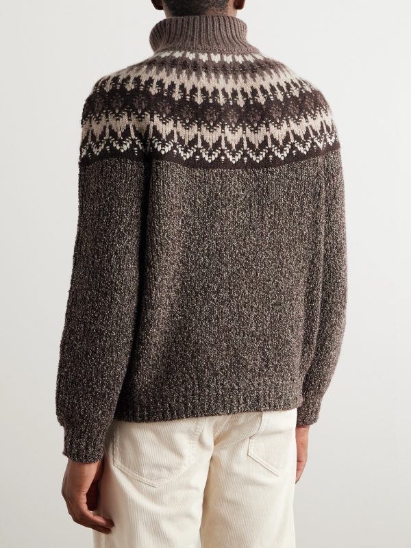 Fair Isle Cashmere and Silk-Blend Half-Zip Sweater - BK Fair Isle Cashmere and Silk-Blend Half-Zip Sweater - BK