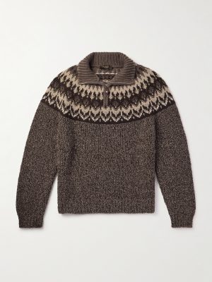 Fair Isle Cashmere and Silk-Blend Half-Zip Sweater Fair Isle Cashmere and Silk-Blend Half-Zip Sweater