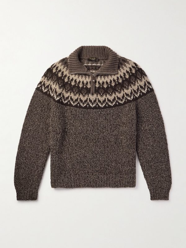 Fair Isle Cashmere and Silk-Blend Half-Zip Sweater Fair Isle Cashmere and Silk-Blend Half-Zip Sweater