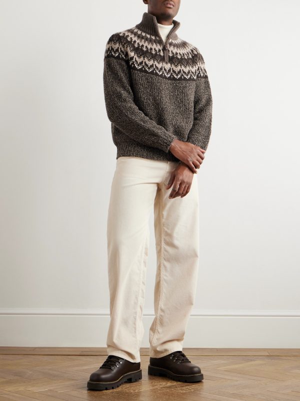 Fair Isle Cashmere and Silk-Blend Half-Zip Sweater - OU Fair Isle Cashmere and Silk-Blend Half-Zip Sweater - OU