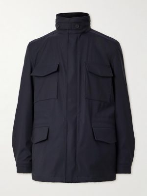 Traveller Logo-Appliquéd Bristol Clima System 3L Wool-Blend Hooded Field Jacket