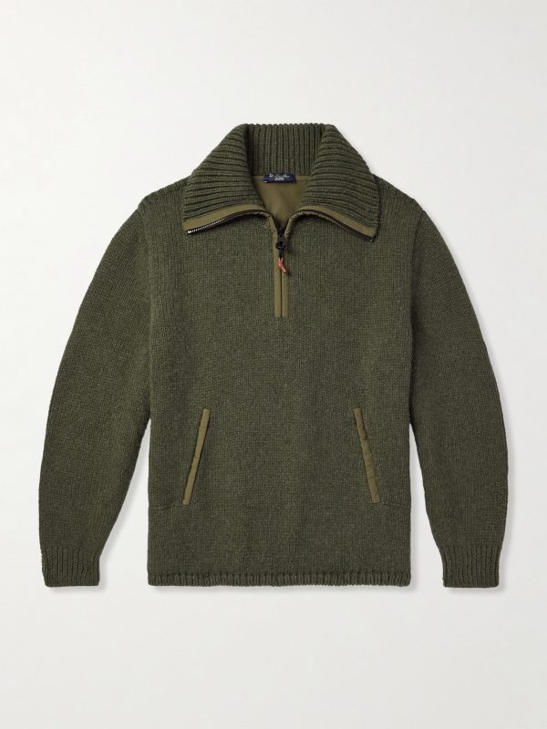 Alpe di Mera Ripstop-Trimmed Cashmere Half-Zip Sweater