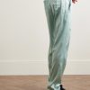 Velvet-Trimmed Stretch-Silk Satin Pyjama Trousers - BK Velvet-Trimmed Stretch-Silk Satin Pyjama Trousers - BK