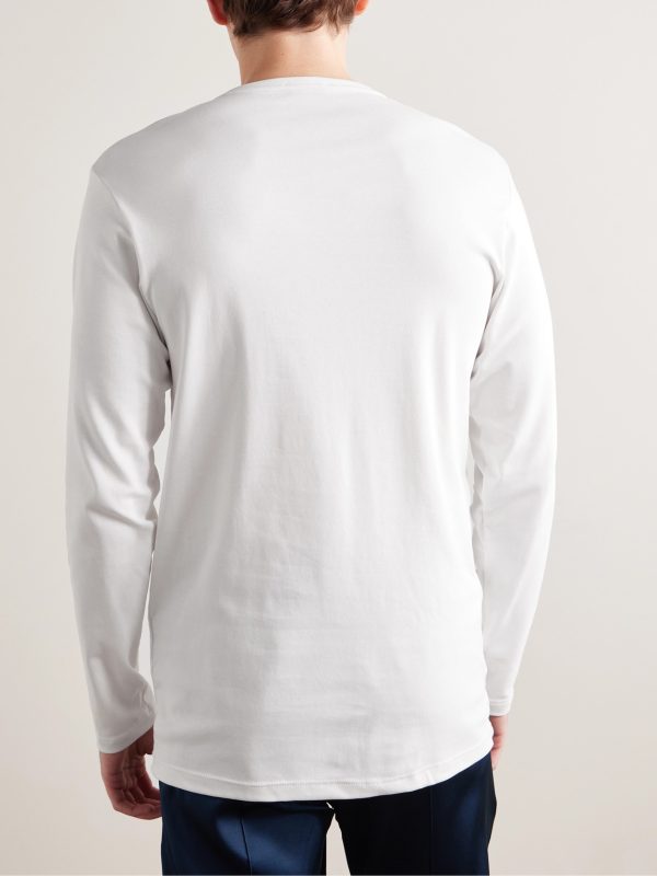 Stretch-Cotton Jersey Henley Pyjama T-Shirt - BK