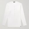 Stretch-Cotton Jersey Henley Pyjama T-Shirt