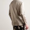 Stretch-Silk Satin Henley Pyjama Top - BK Stretch-Silk Satin Henley Pyjama Top - BK