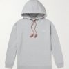 Logo-Embroidered Leather-Trimmed Cotton-Jersey Hoodie Logo-Embroidered Leather-Trimmed Cotton-Jersey Hoodie