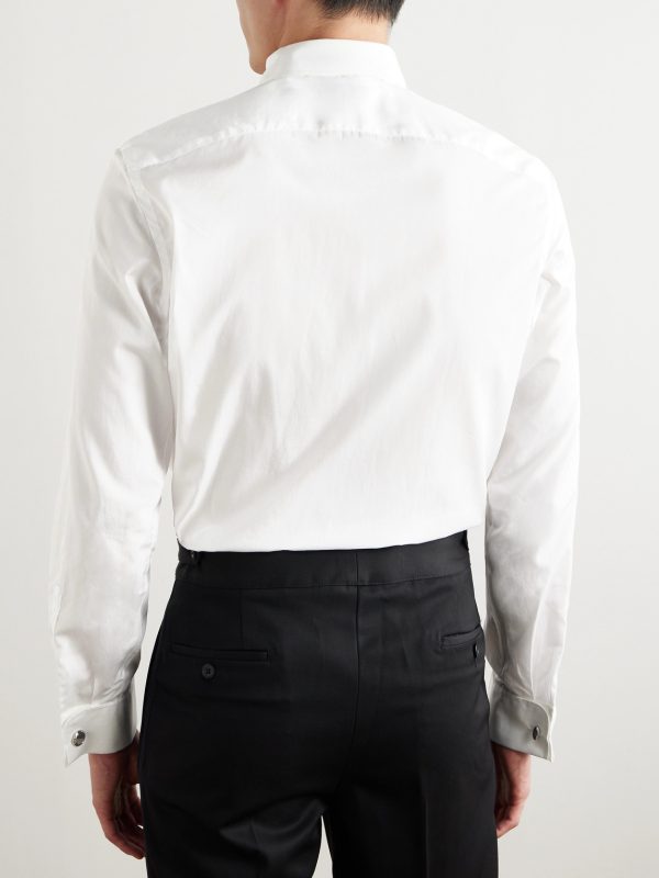 Pleated Cotton-Poplin Tuxedo Shirt - BK Pleated Cotton-Poplin Tuxedo Shirt - BK