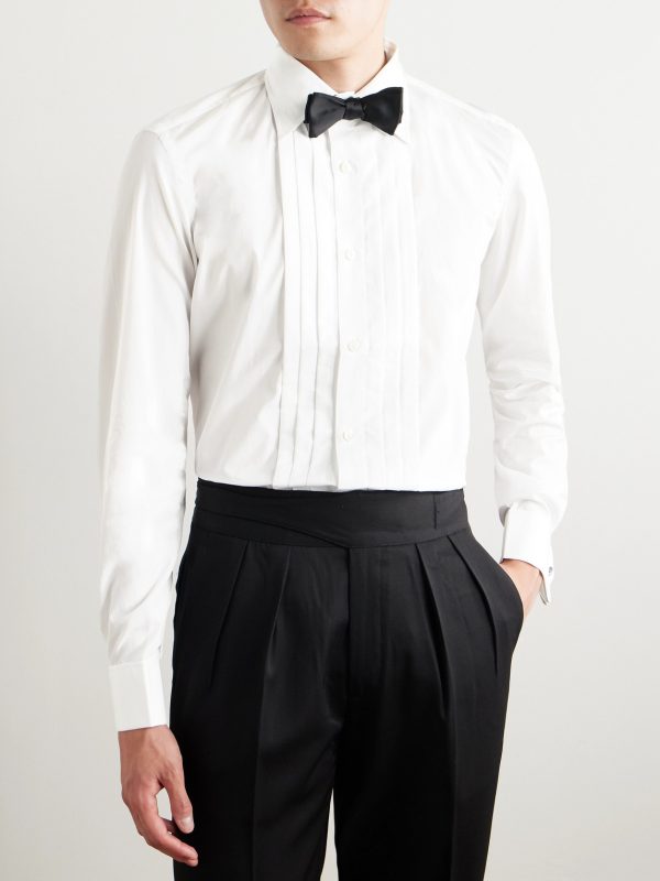 Pleated Cotton-Poplin Tuxedo Shirt - FR Pleated Cotton-Poplin Tuxedo Shirt - FR